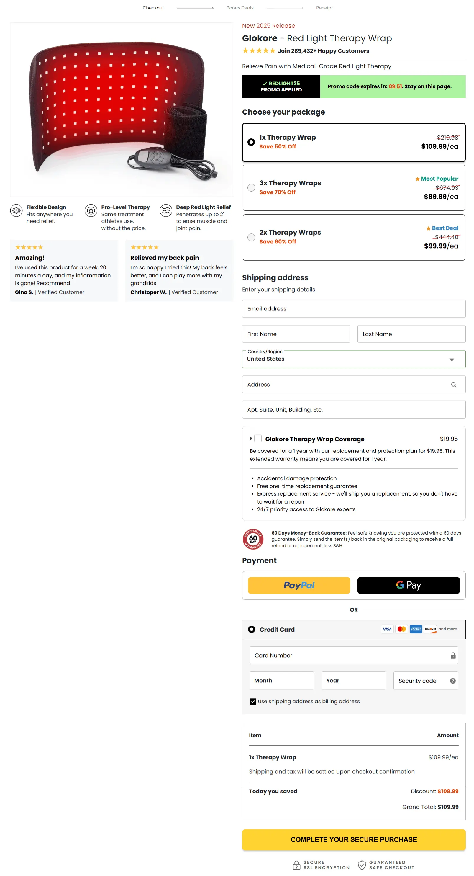 Glokore Therapy Wrap secure checkout page
